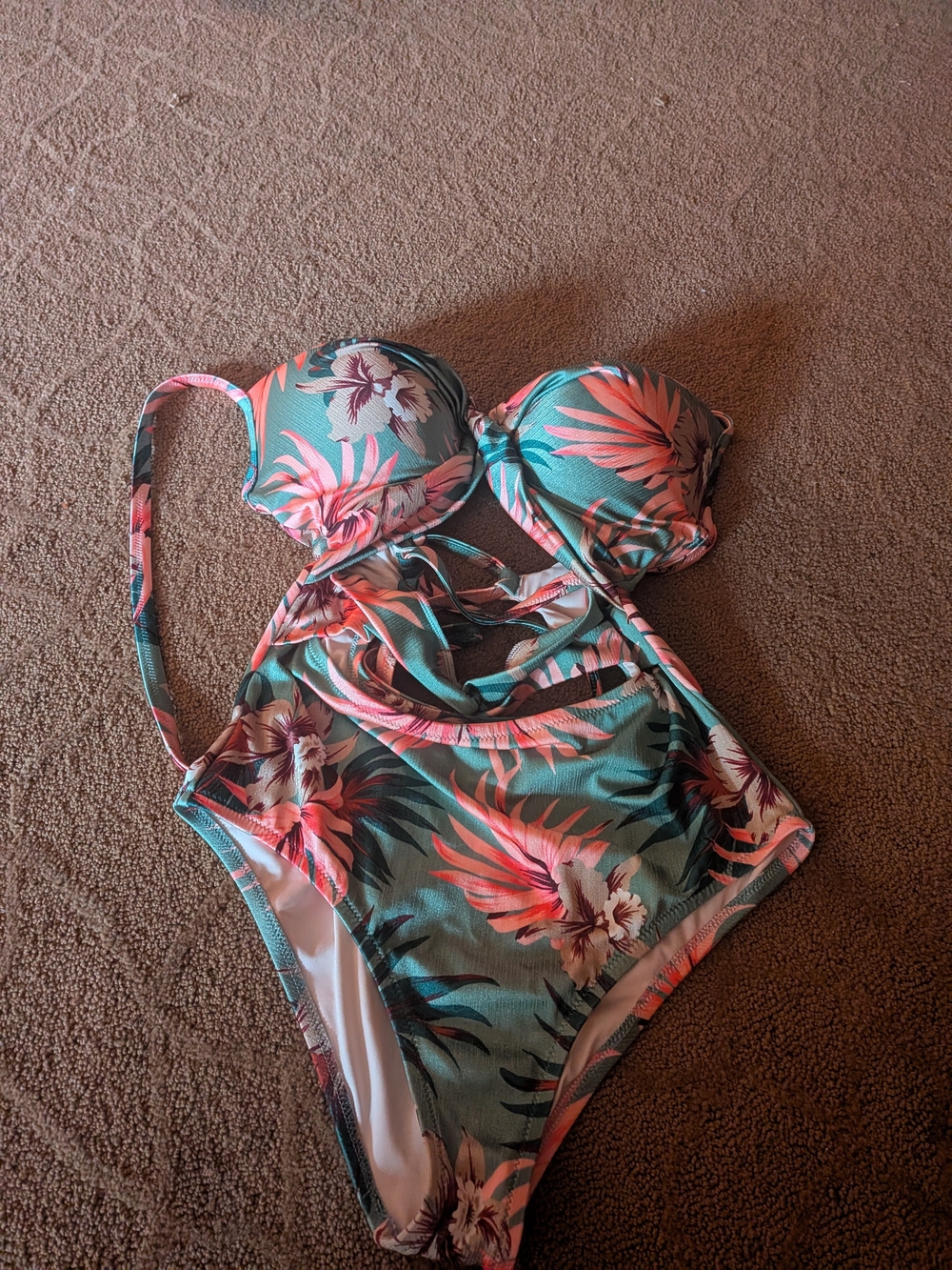 Shade & Shore Floral One-Piece Swimsuit SWIM 36DD 36 DD LARGE L LK NEW